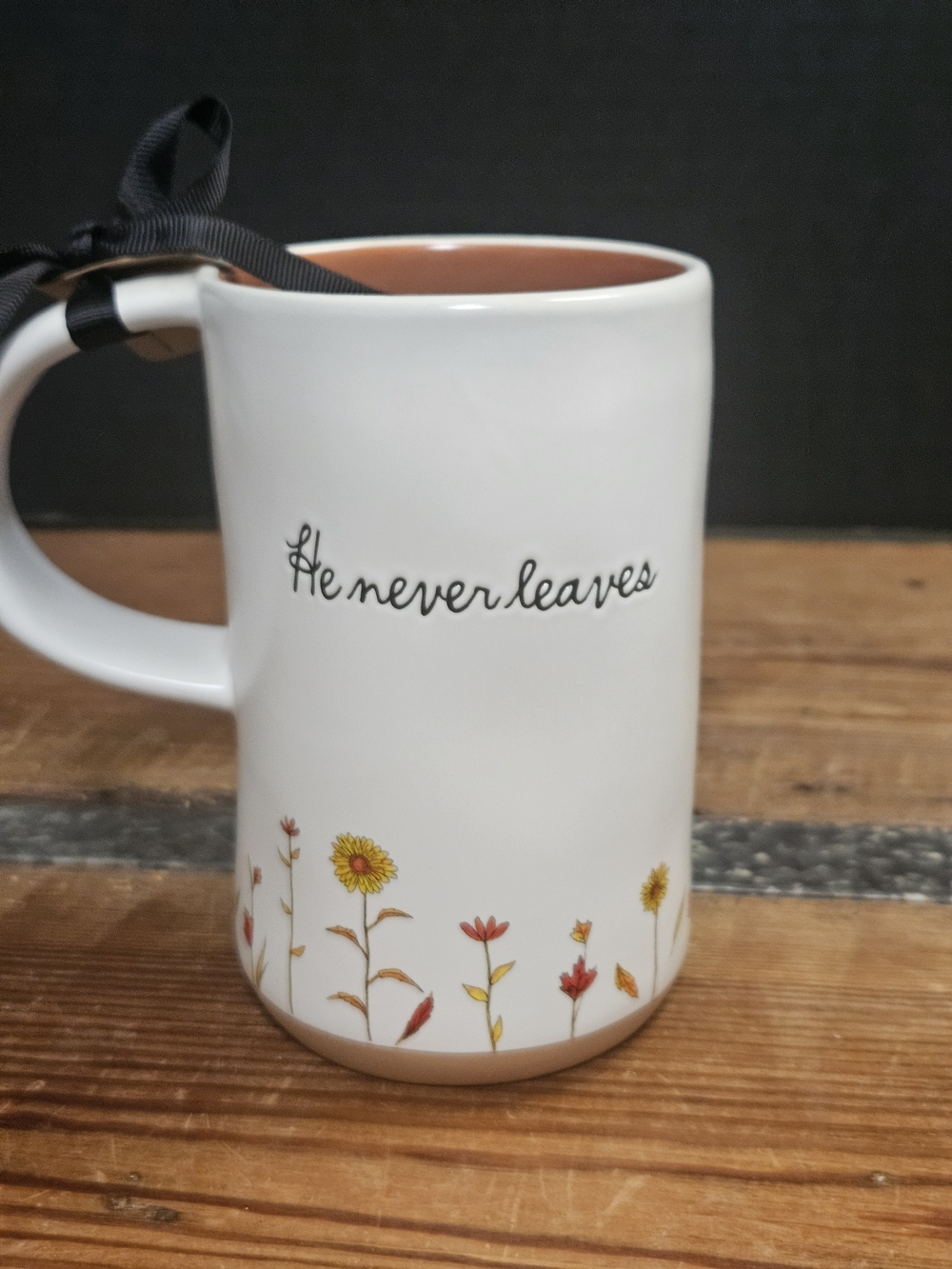 Rae Dunn White 'Fall for Jesus' Ceramic Mug with Autumn Floral Accent - Picture 2 of 6